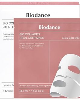 BIODANCE Bio-Collagen Real Deep Mask, Hydrating Overnight Hydrogel Mask, Pore Minimizing, Elasticity Improvement, 34g x4ea
