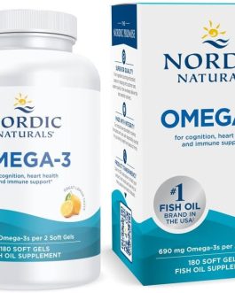 Nordic Naturals Omega-3, Lemon Flavor – 180 Soft Gels – 690 mg Omega-3