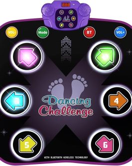 Dance Mat Toys for 3-12 Year Old Kids, Electronic Dance Pad with Light-up 6-Button Wireless Bluetooth, Music Dance with 5 Game Modes, Birthday Toys Gifts for 3 4 5 6 7 8 9 10+ Year Old Girls