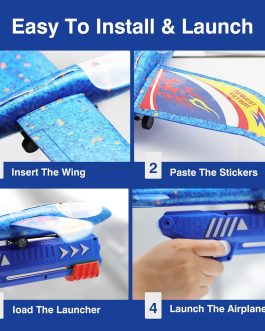 3 Pack Foam Airplane Launcher Toys, 2 Flight Mode Glider Plane