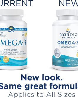 Nordic Naturals Omega-3, Lemon Flavor – 180 Soft Gels – 690 mg Omega-3