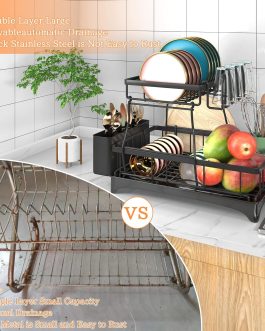 Godboat Dish Drying Rack, 2-Tier Dish Racks for Kitchen Counter